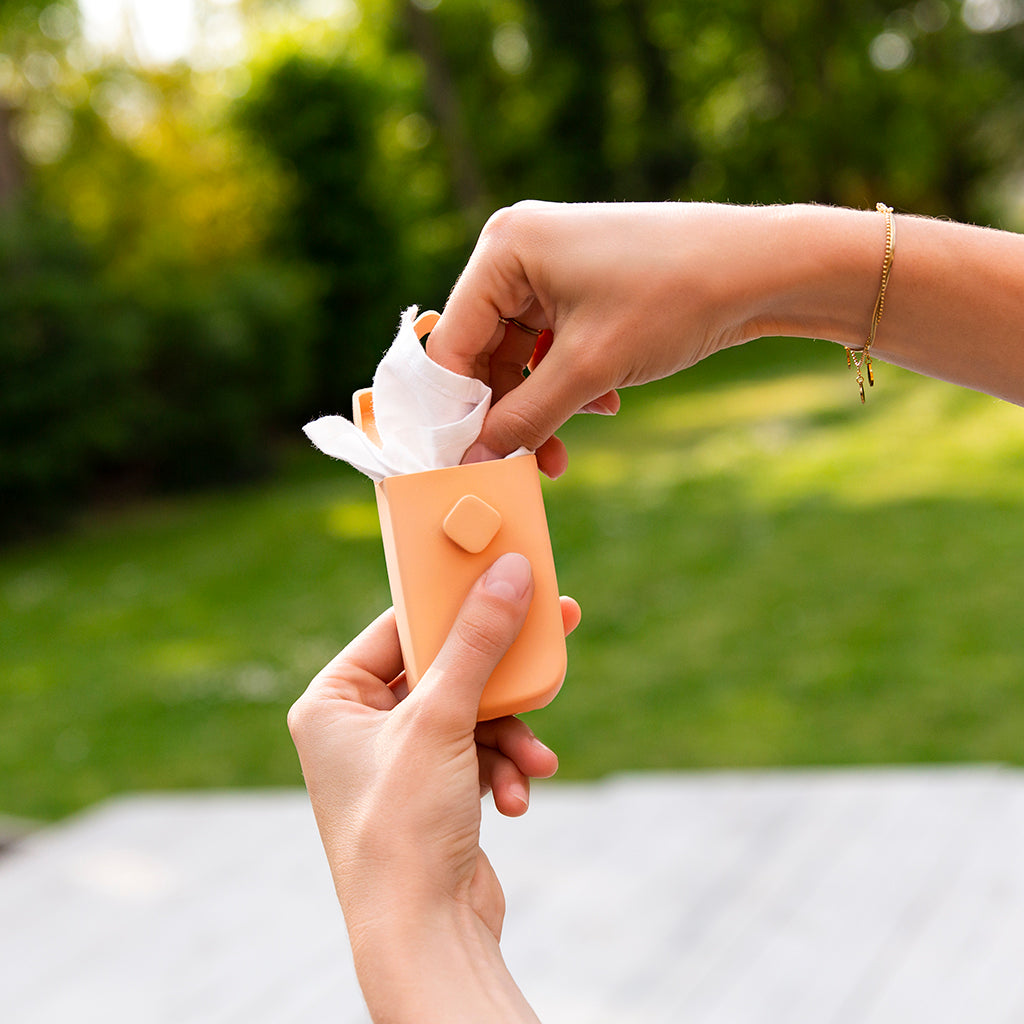 étui à mouchoirs en tissu lavables orange