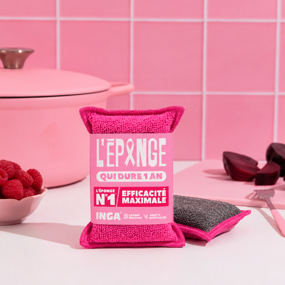 Éponges Lavables Ruban Rose x4