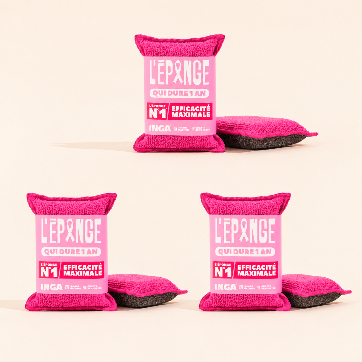 Duo d'éponges Ruban Rose