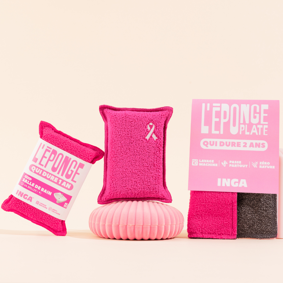 Pack Ruban Rose - Éponges, Éponges Salle de Bain et Plates Ruban Rose