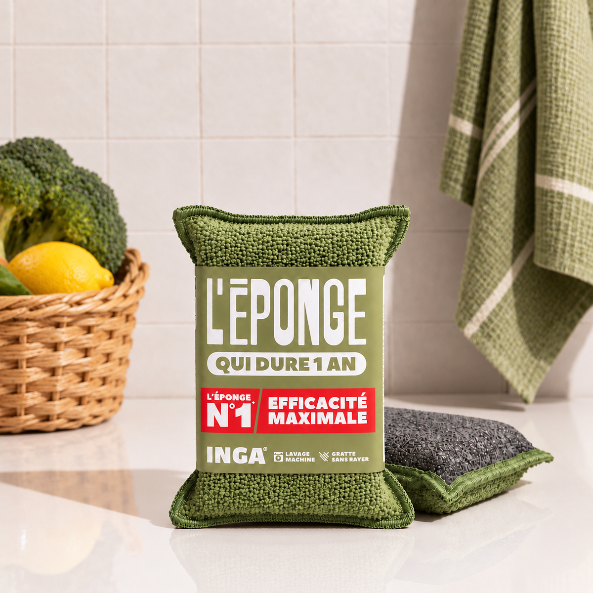 Duo d'Éponges Vert Olive