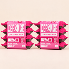 Éponges Lavables Ruban Rose x4