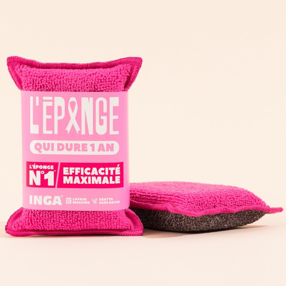 Pack Éponges, Éponges Salle de Bain et Plates Ruban Rose