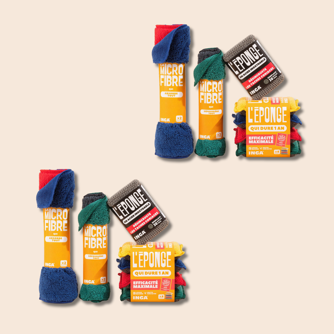 Pack Couleurs - Éponges, Éponge Acier et Microfibres