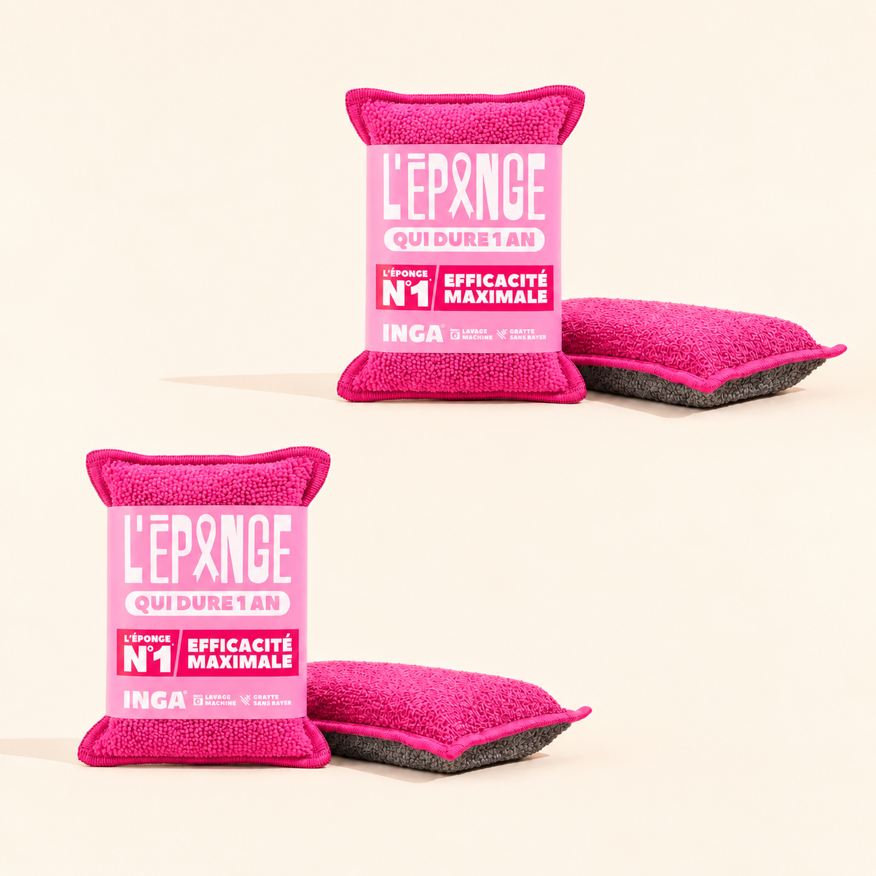 Duo d'éponges Ruban Rose