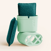 Eponge lavable double absorption vert avec support