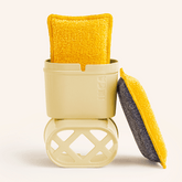 Eponge lavable jaune avec support