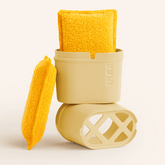 Eponge lavable double absorption jaune avec support